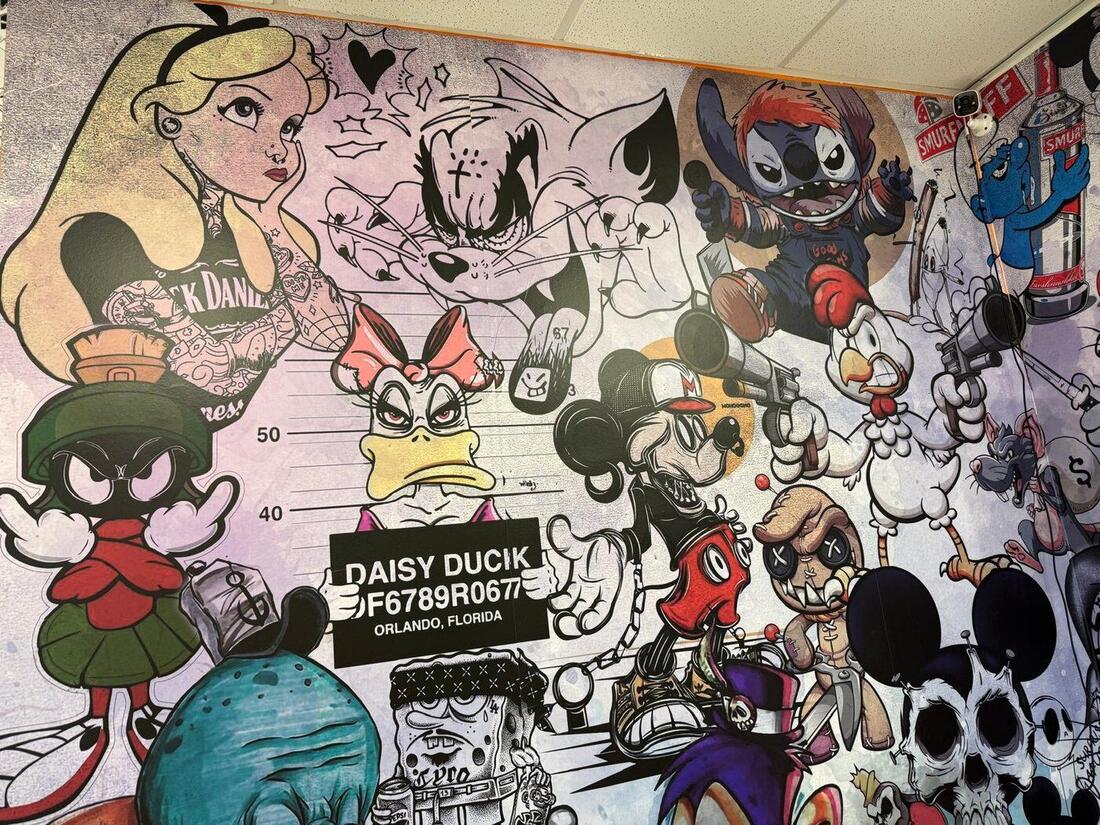 Daisy Duck mugshot section of the custom character mural
