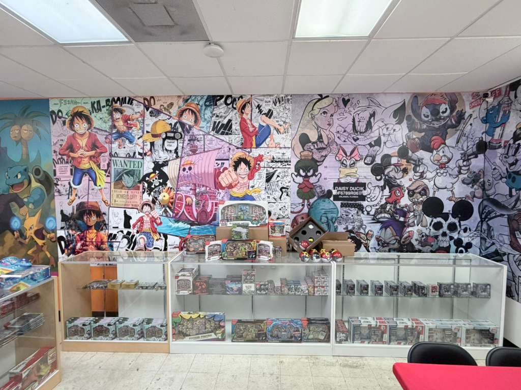 One Piece mural corner with display cases